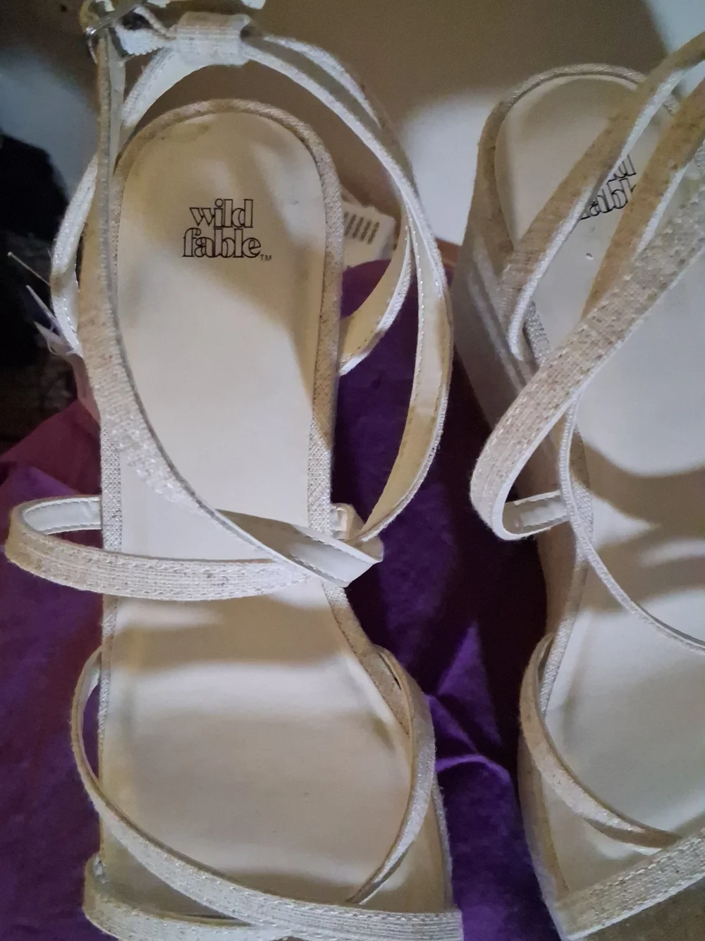 wild fable Cream Strappy Wedge Sandals with Ankle Buckle